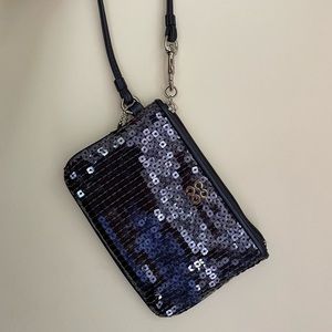Coach Sequin Wristlet in Navy Blue